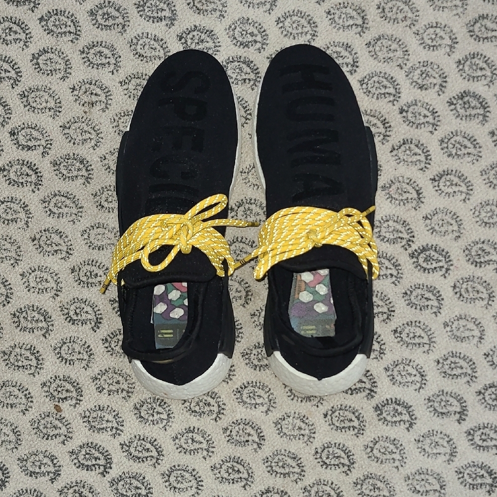 adidas Pharrell Wlliams Human Species Black Sneakers with Yellow Accents - Picture 5 of 9